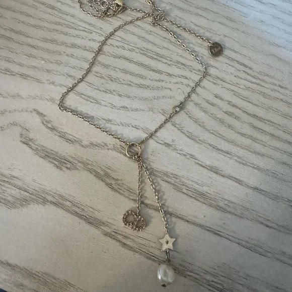 Christian Dior Gold Necklace with Star and Pearl Charms/ cd and stone - Picture 2 of 5